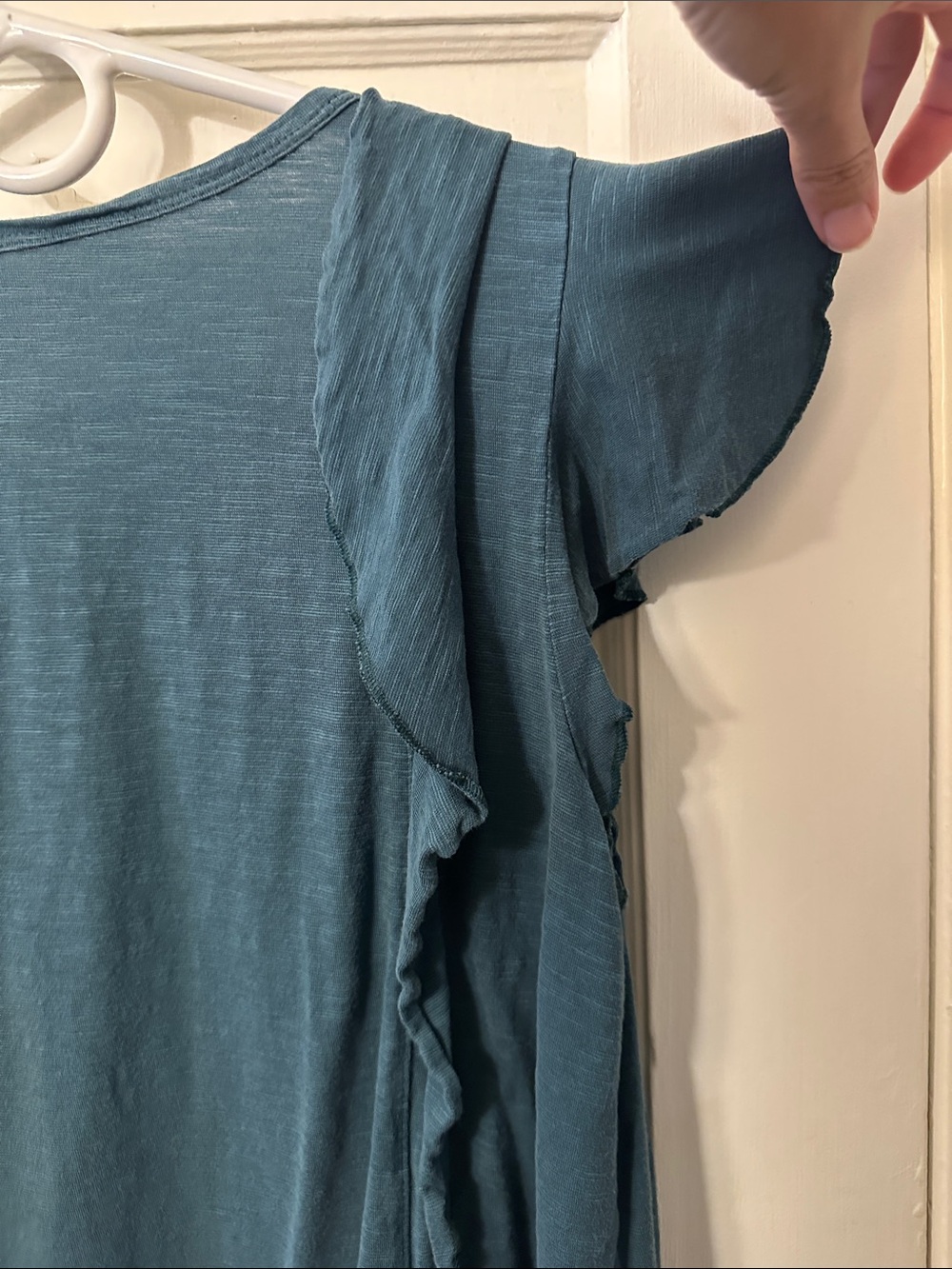 Garnet Hill Teal Ruffle Sleeve Women's Top - Medium - Picture 6 of 7